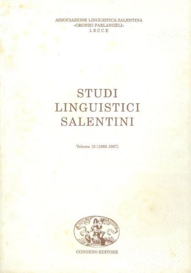 Immagine di STUDI LINGUISTICI SALENTINI VOL. 15 - VOLUME 15