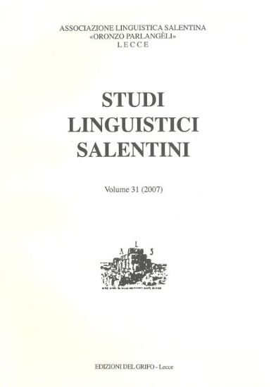 Immagine di STUDI LINGUISTICI SALENTINI - VOLUME 31