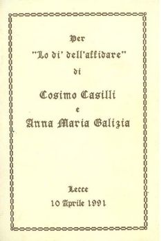 Visualizza i dettagli per PER "LO DI' DELL'AFFIDARE" DI COSIMO CASILLI E ANNA MARIA BALIZIA Immagine di PER "LO DI' DELL'AFFIDARE" DI COSIMO CASILLI E ANNA MARIA BALIZIA